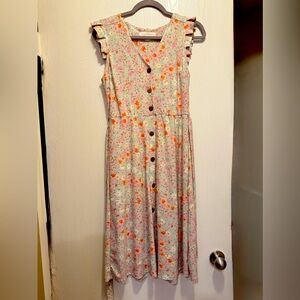 Monteau Floral Dress with Button Detail